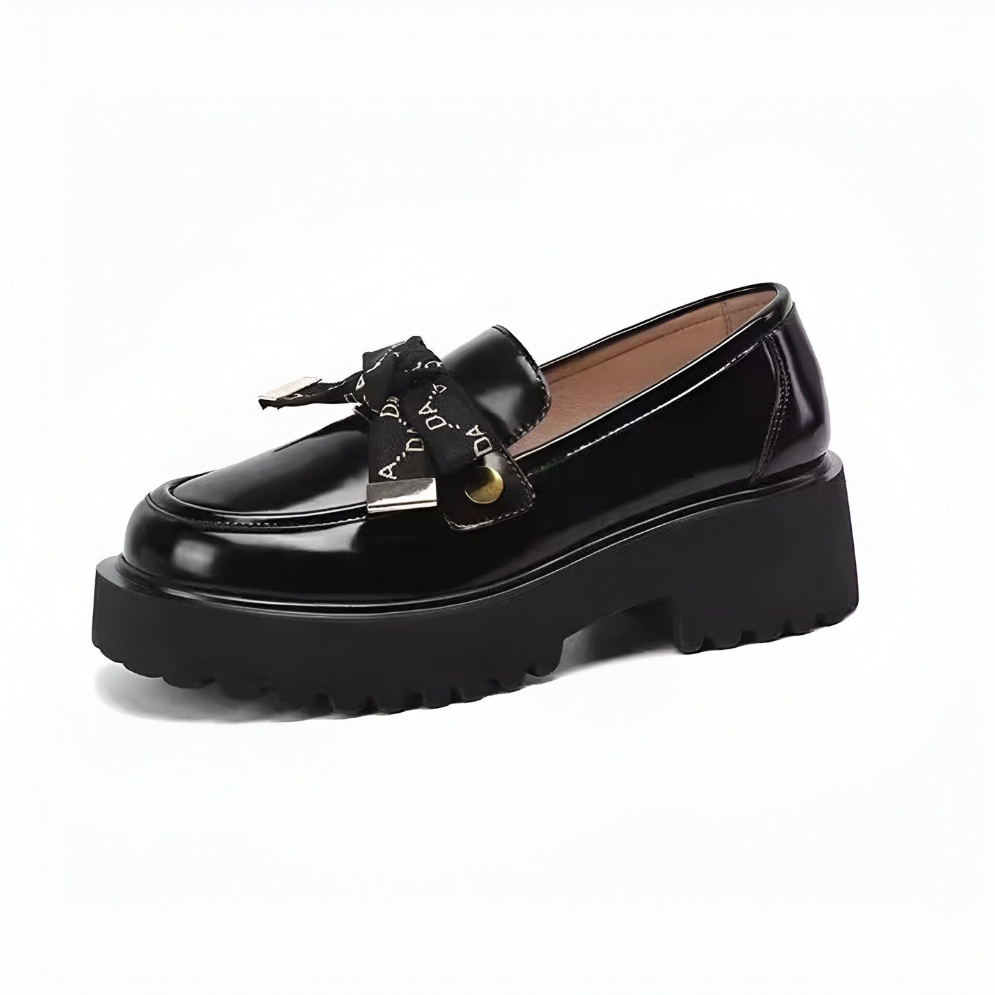 EleganceMoc Mocassins noirs plateforme noeud