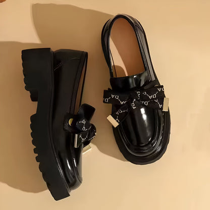 EleganceMoc Mocassins noirs plateforme noeud
