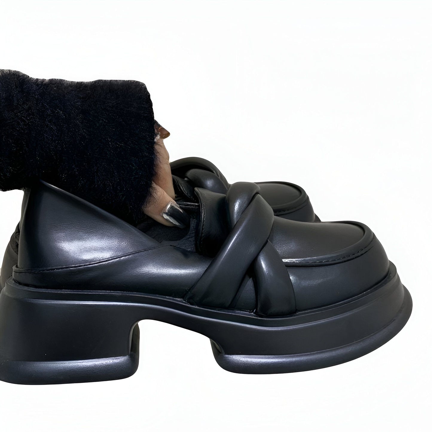 NovaStep Mocassins noirs plateforme cuir végan femme