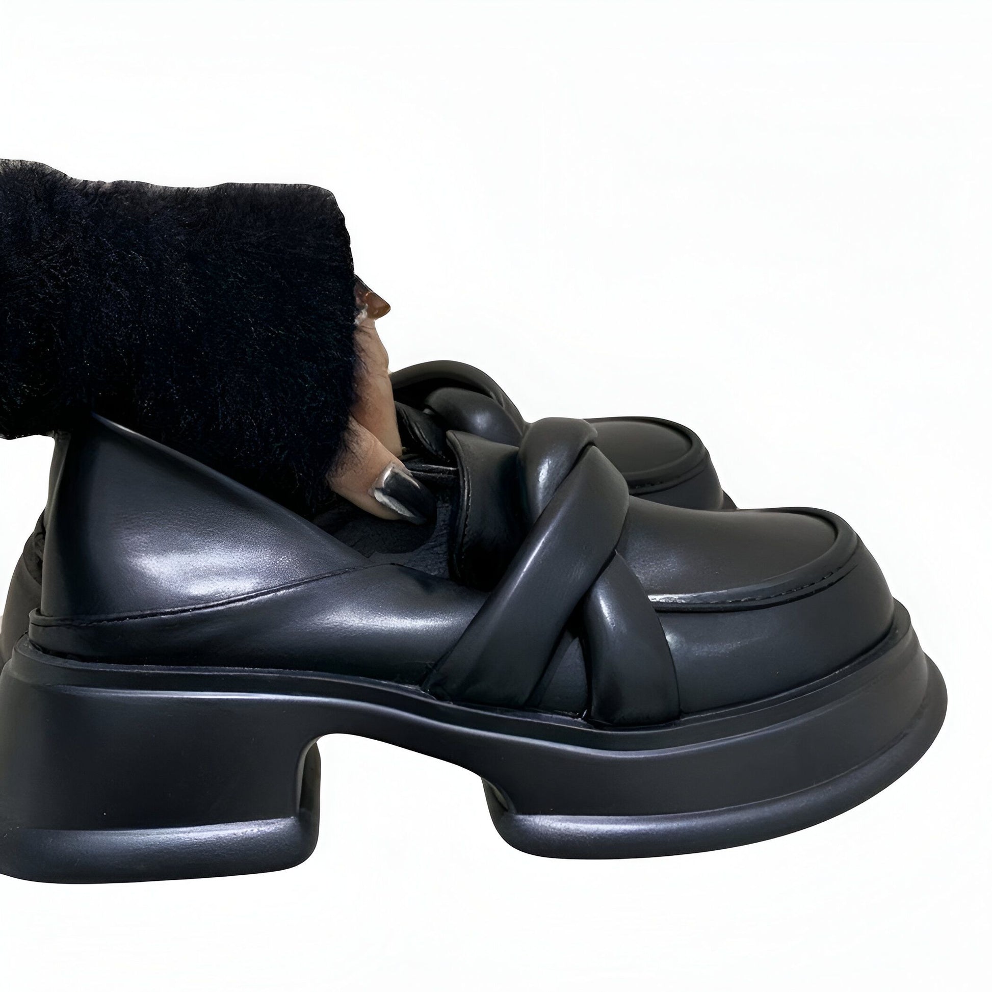 NovaStep Mocassins noirs plateforme cuir végan femme