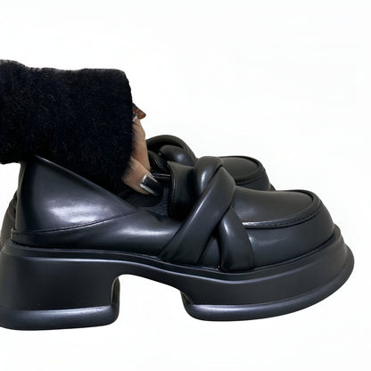 NovaStep Mocassins noirs plateforme cuir végan femme