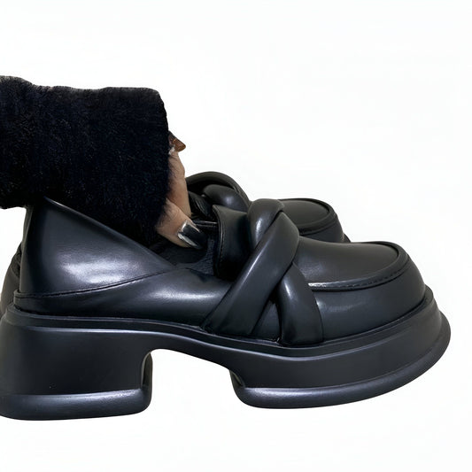 NovaStep Mocassins noirs plateforme cuir végan femme