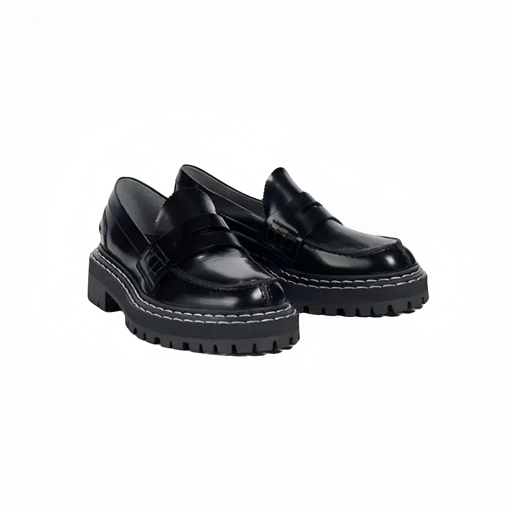TBMocassins noirs femme semelle épaisse cuir synthétique
