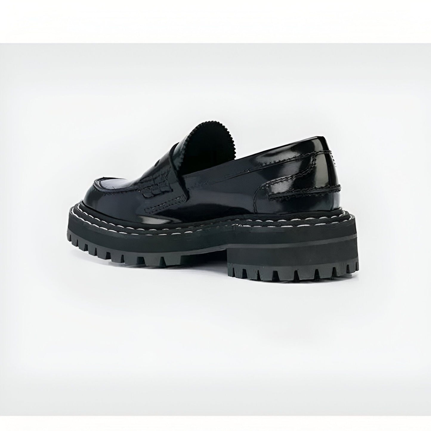 TBMocassins noirs femme semelle épaisse cuir synthétique