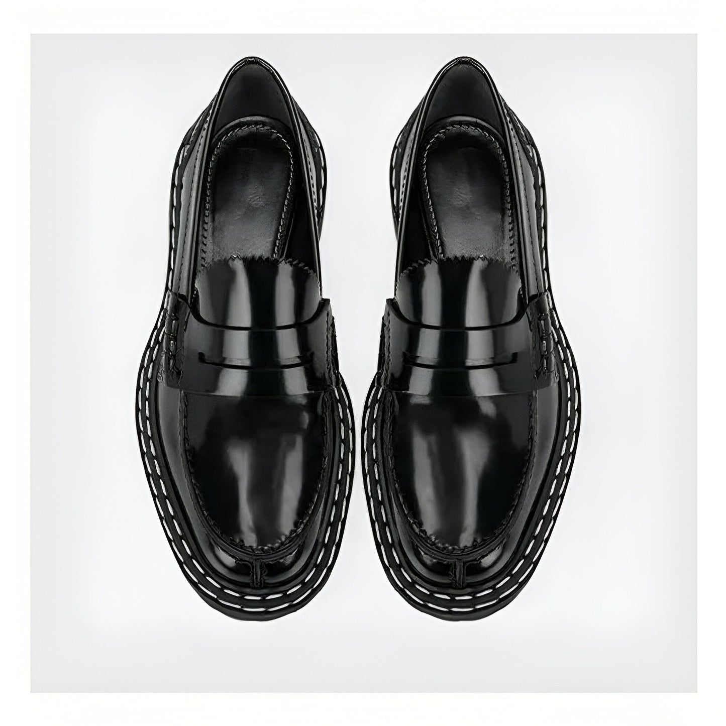 TBMocassins noirs femme semelle épaisse cuir synthétique