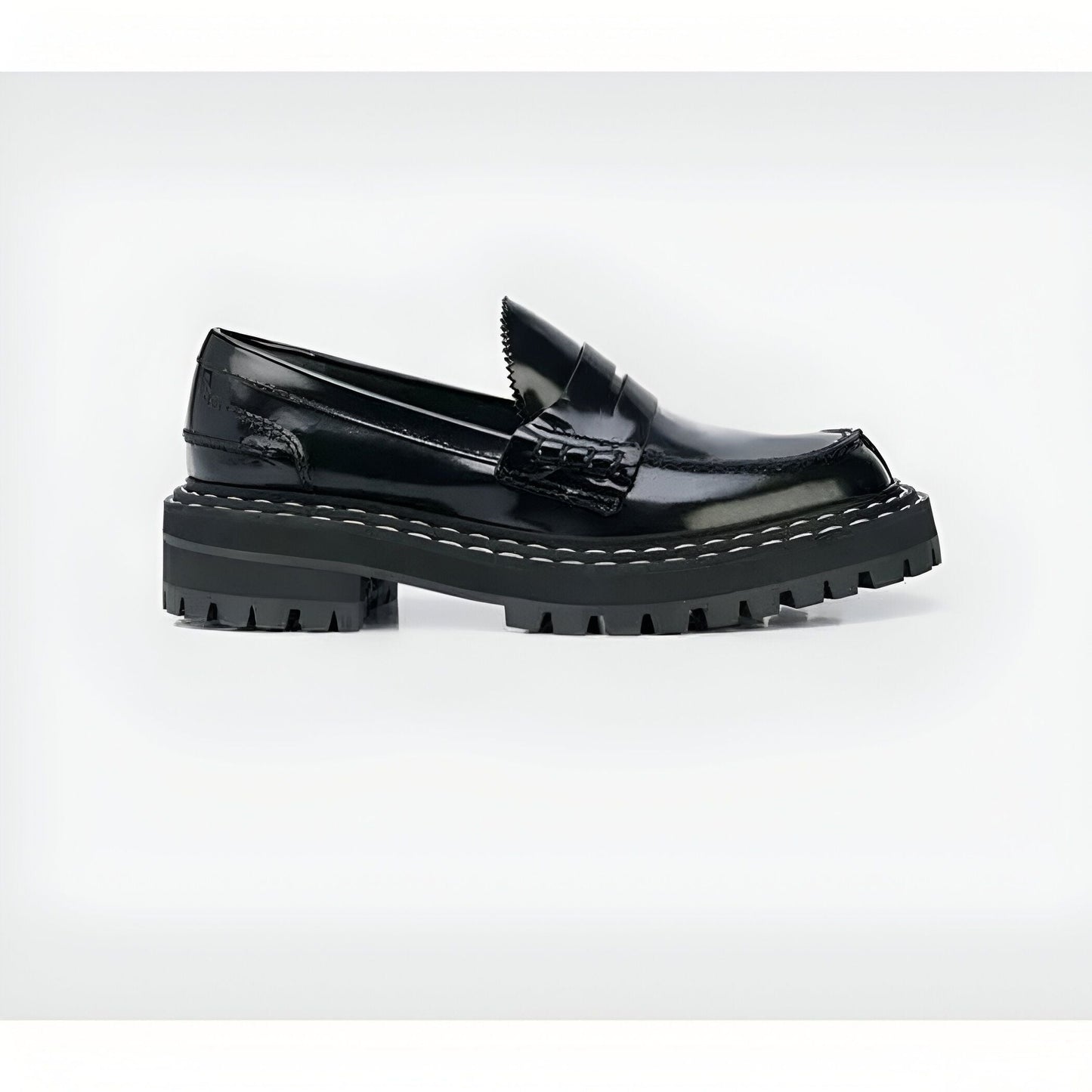 TBMocassins noirs femme semelle épaisse cuir synthétique