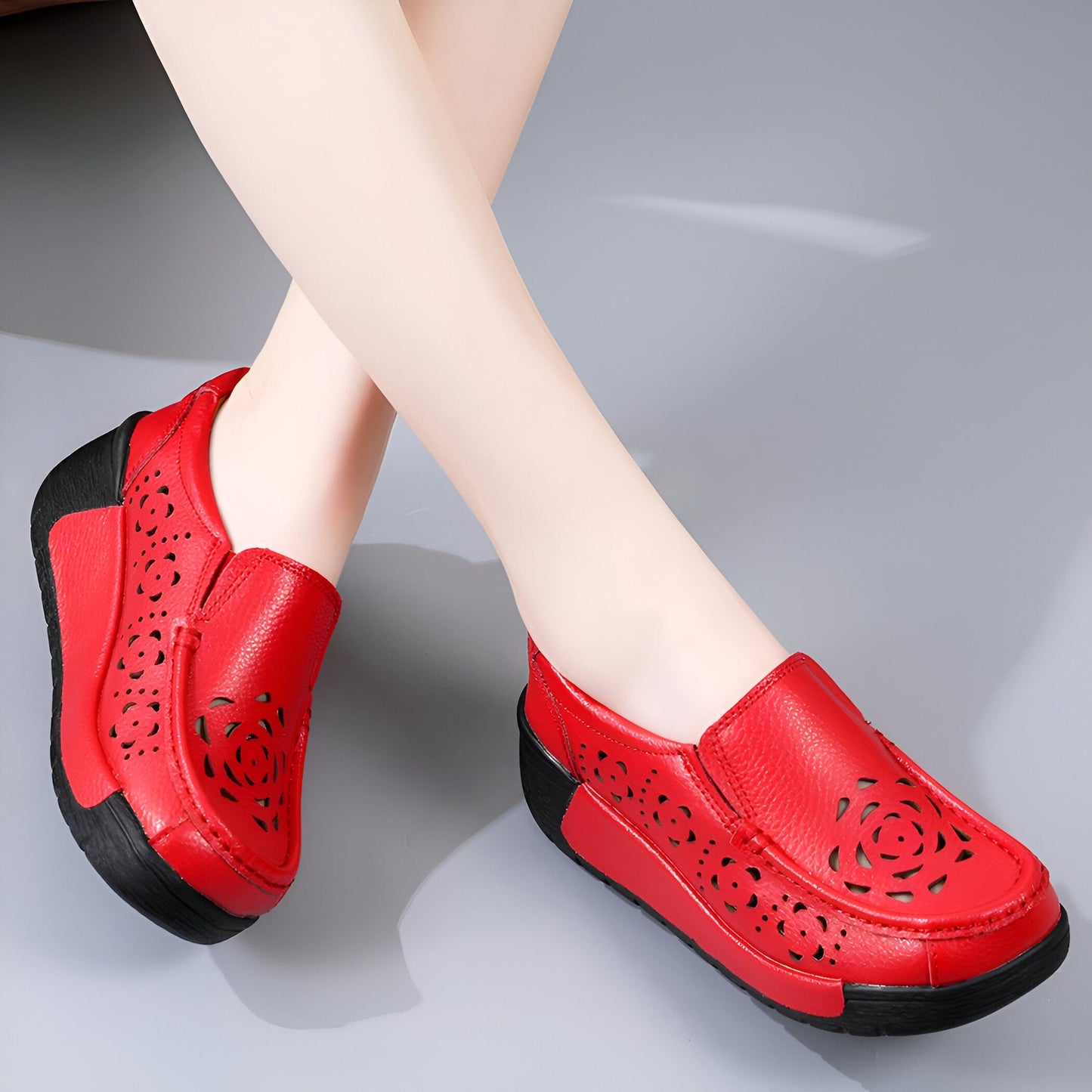 Nova Mocassins Cuir Véritable Femme Respirant