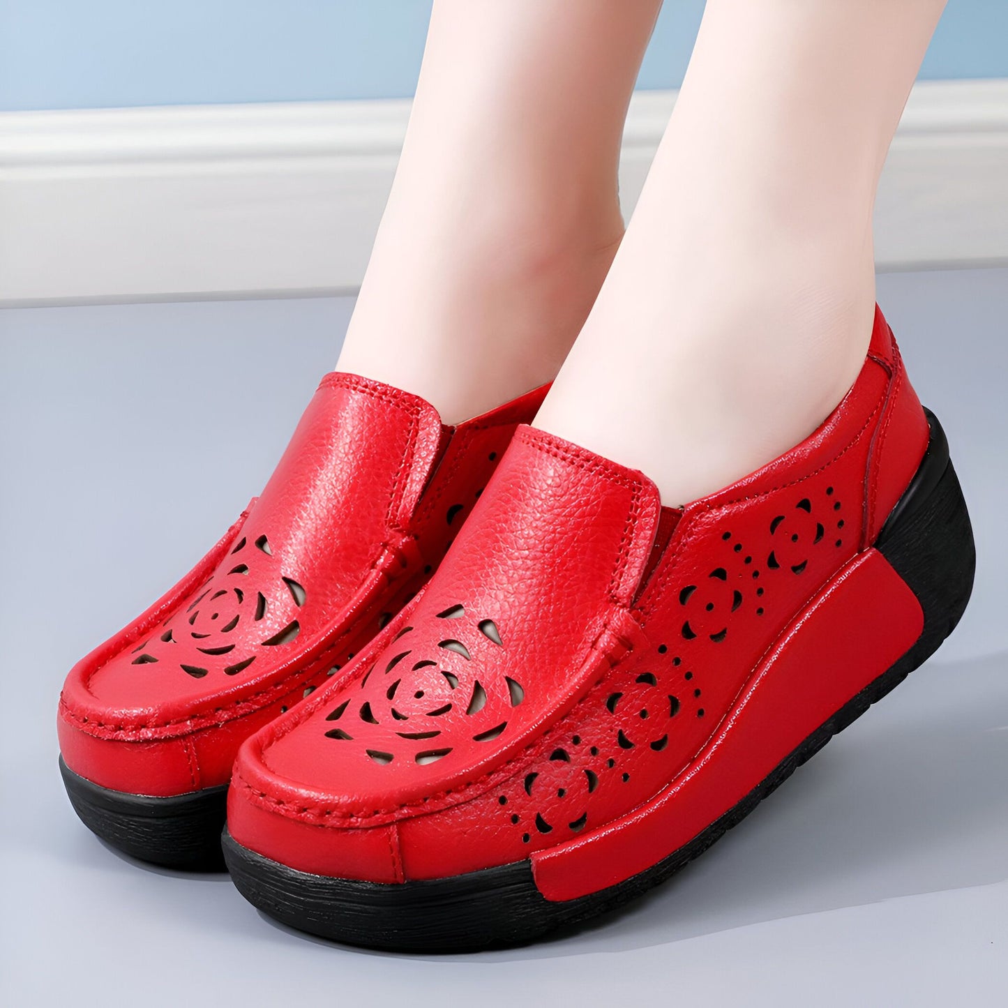 Nova Mocassins Cuir Véritable Femme Respirant