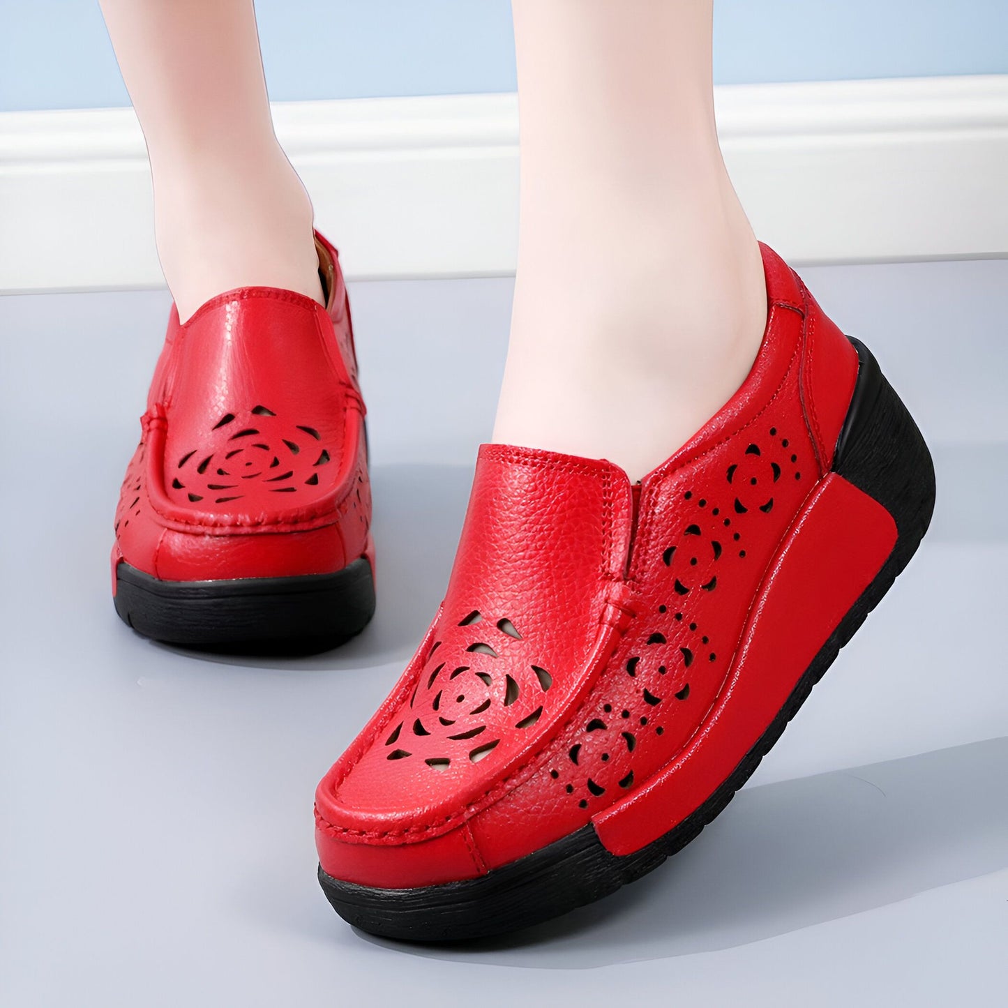 Nova Mocassins Cuir Véritable Femme Respirant