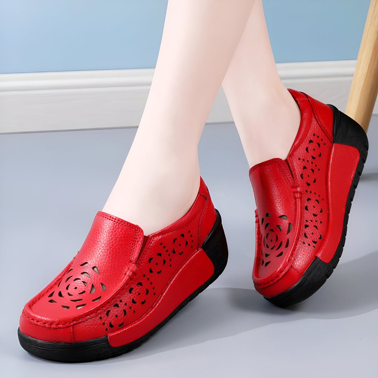 Nova Mocassins Cuir Véritable Femme Respirant
