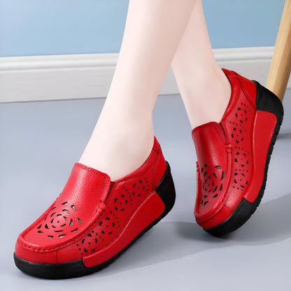 Nova Mocassins Cuir Véritable Femme Respirant