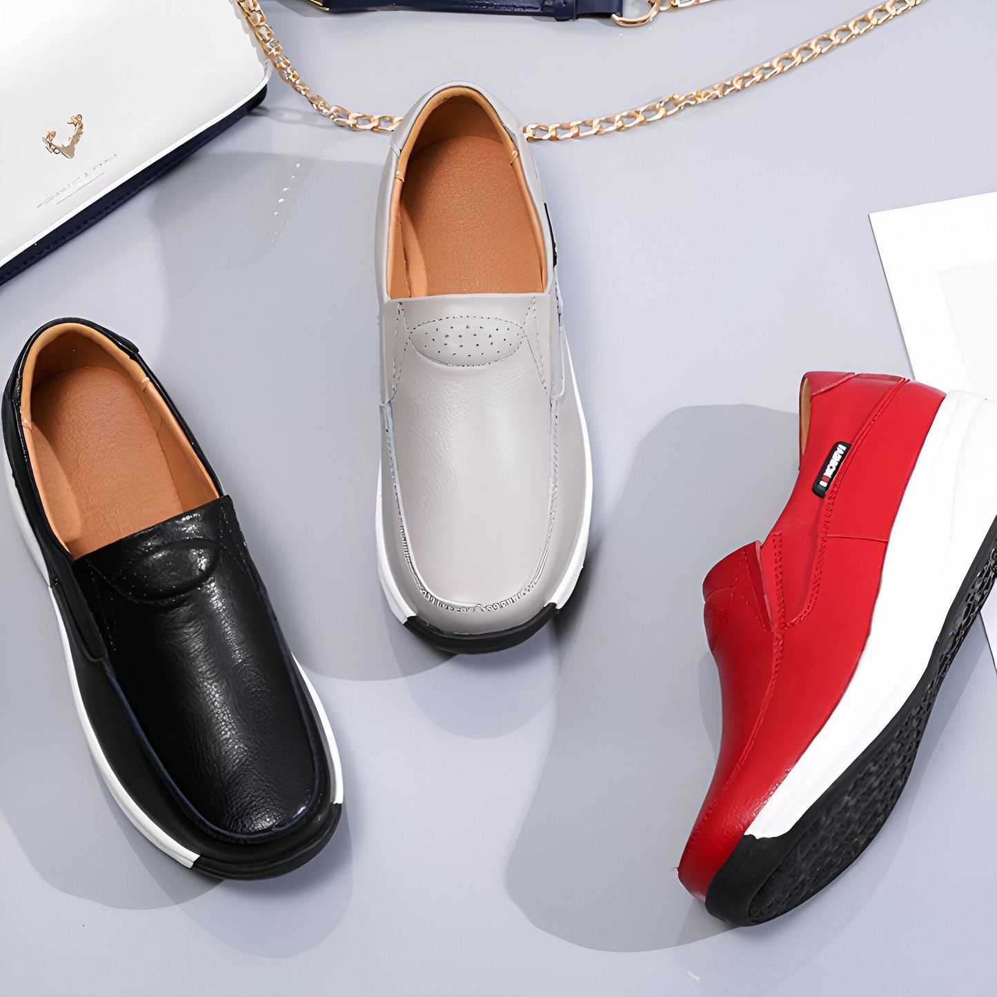 NX Mocassins Femme Cuir Véritable Souple Confort Semelle