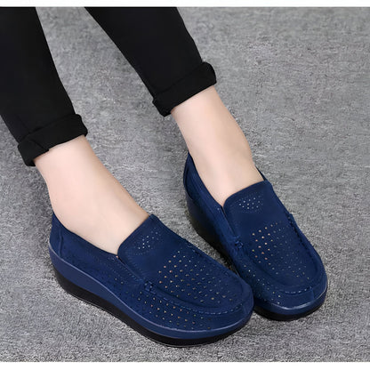 Nova Mocassins Femme Respirants Cuir Végan Plateforme