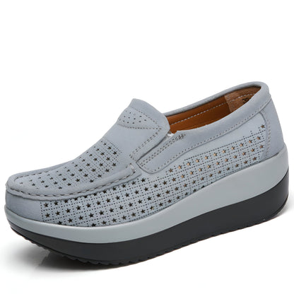 Nova Mocassins Femme Respirants Cuir Végan Plateforme