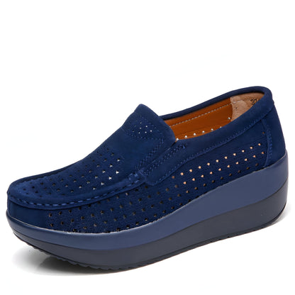 Nova Mocassins Femme Respirants Cuir Végan Plateforme