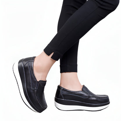 Mocassins Cuir Véritable Plateforme Confort Pro