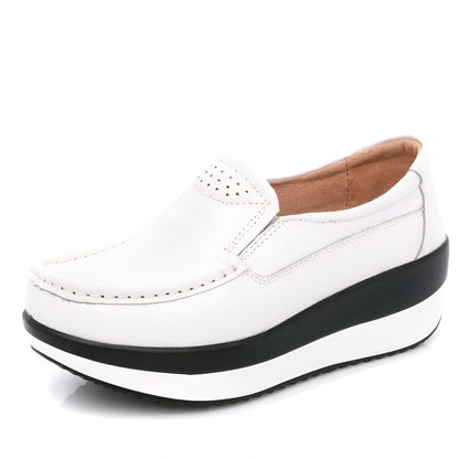 Mocassins Cuir Véritable Plateforme Confort Pro