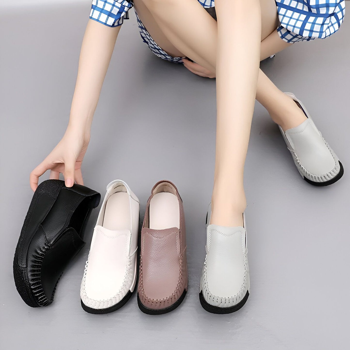 Mocassins Femme Confortables – Semelle Noire Synthétique
