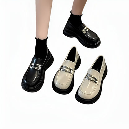 NovaBrand Mocassins plateforme bride argentée confort