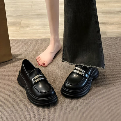 NovaBrand Mocassins plateforme bride argentée confort