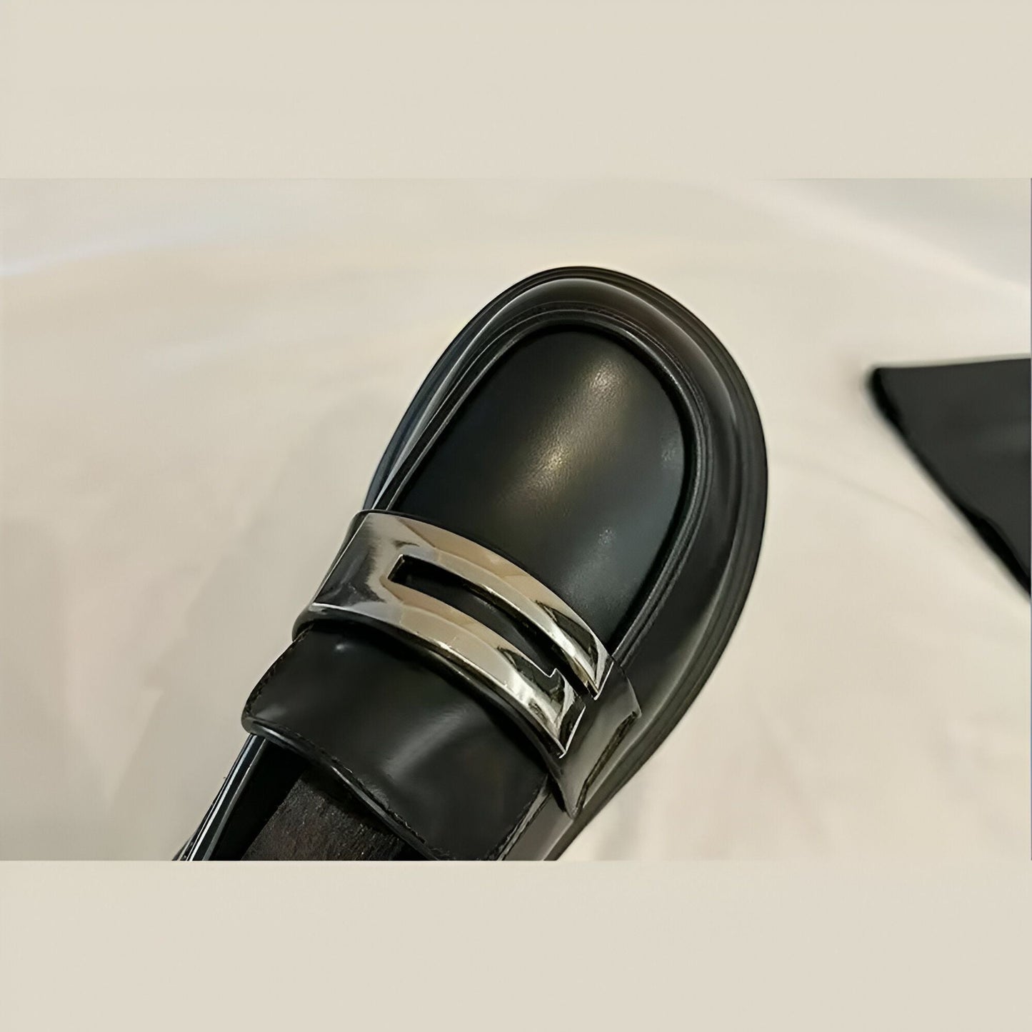 NovaBrand Mocassins plateforme bride argentée confort