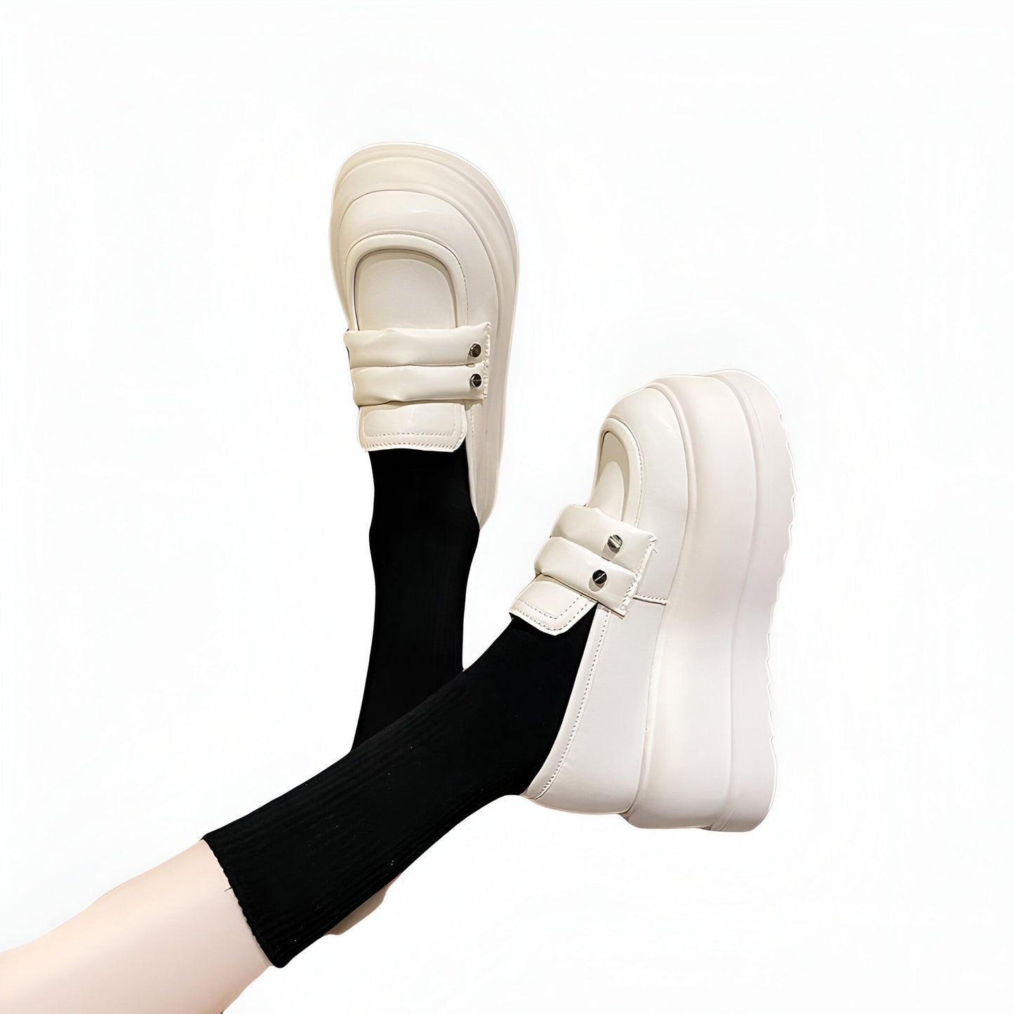Mocassins™ plateforme compensée écru talon 7,5 cm femme