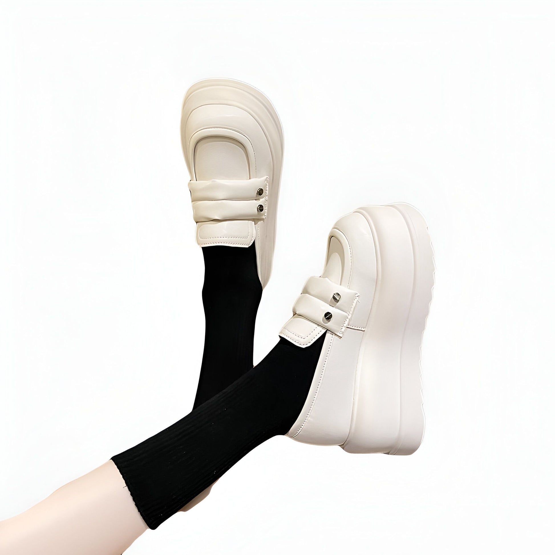 Mocassins™ plateforme compensée écru talon 7,5 cm femme