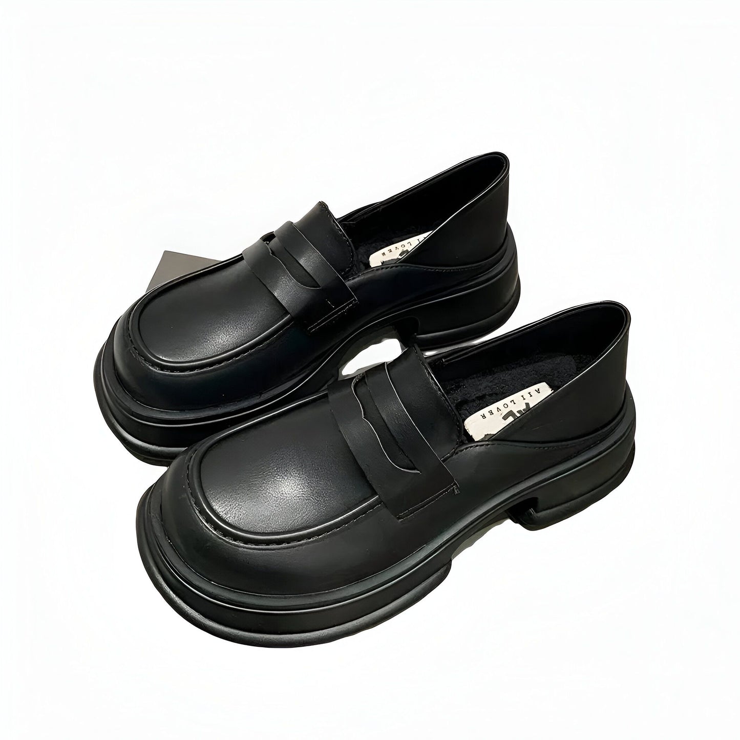 ÉthiqueShop Mocassins Plateforme Cuir Végan Noir Femme
