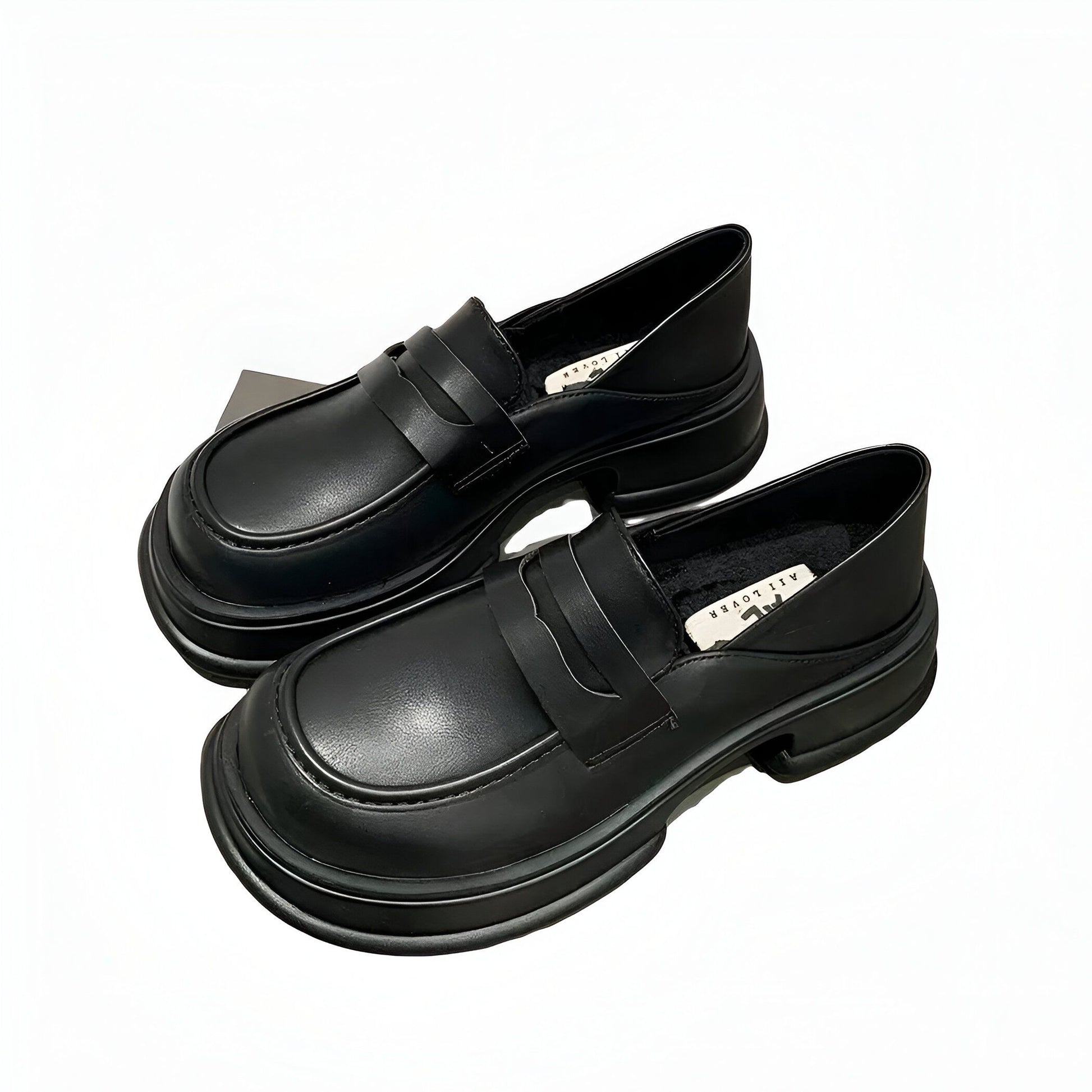 ÉthiqueShop Mocassins Plateforme Cuir Végan Noir Femme