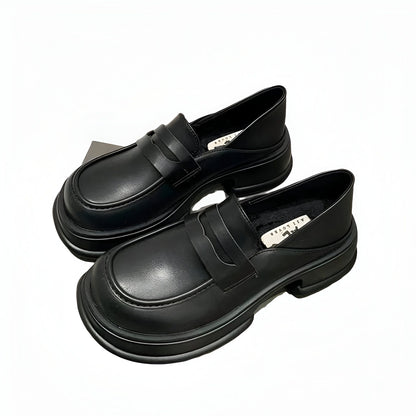 ÉthiqueShop Mocassins Plateforme Cuir Végan Noir Femme
