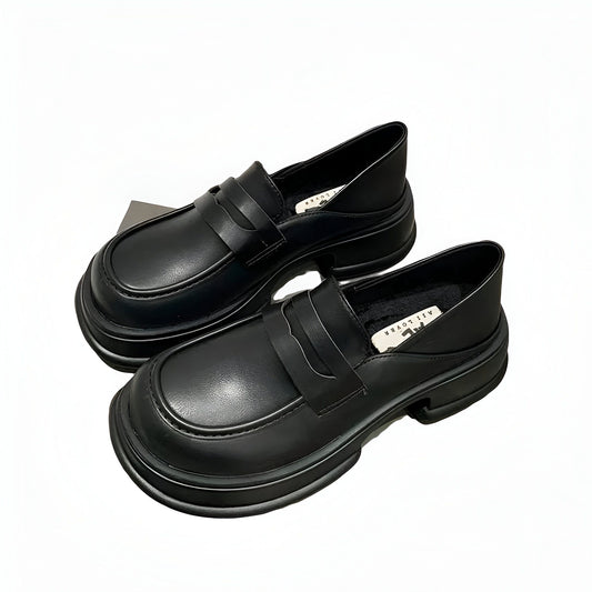 ÉthiqueShop Mocassins Plateforme Cuir Végan Noir Femme