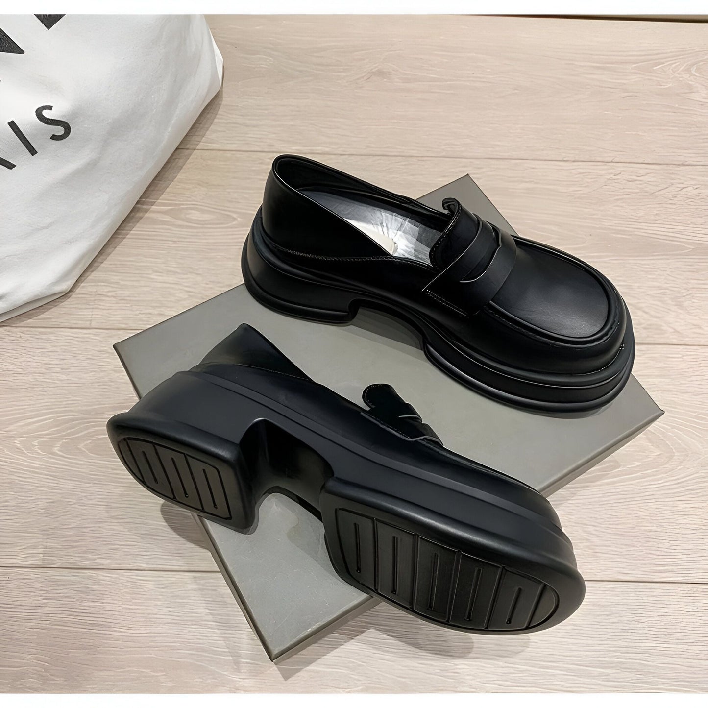 ÉthiqueShop Mocassins Plateforme Cuir Végan Noir Femme