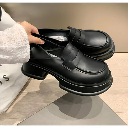 ÉthiqueShop Mocassins Plateforme Cuir Végan Noir Femme