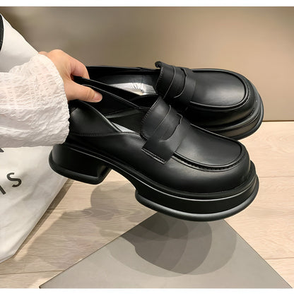 ÉthiqueShop Mocassins Plateforme Cuir Végan Noir Femme