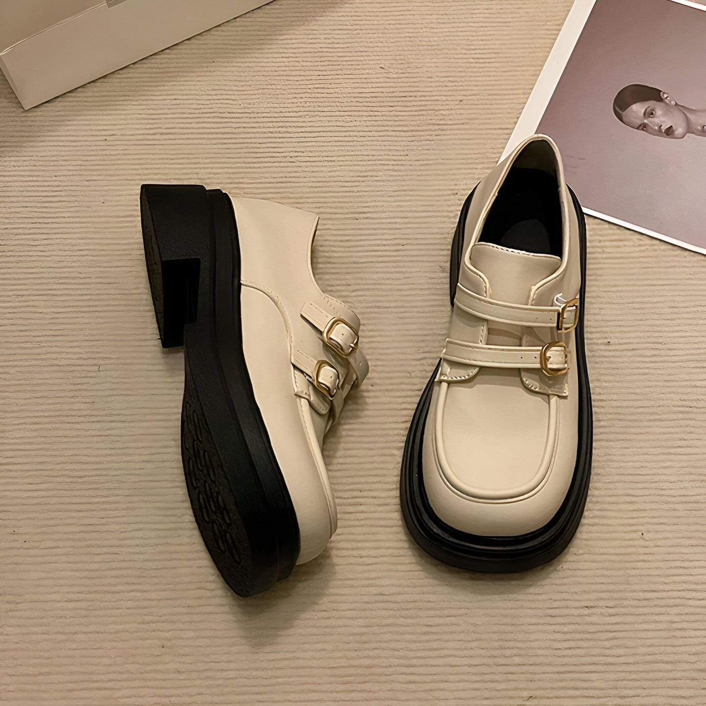 LunaVega Mocassins plateforme femme sangles cuir végan