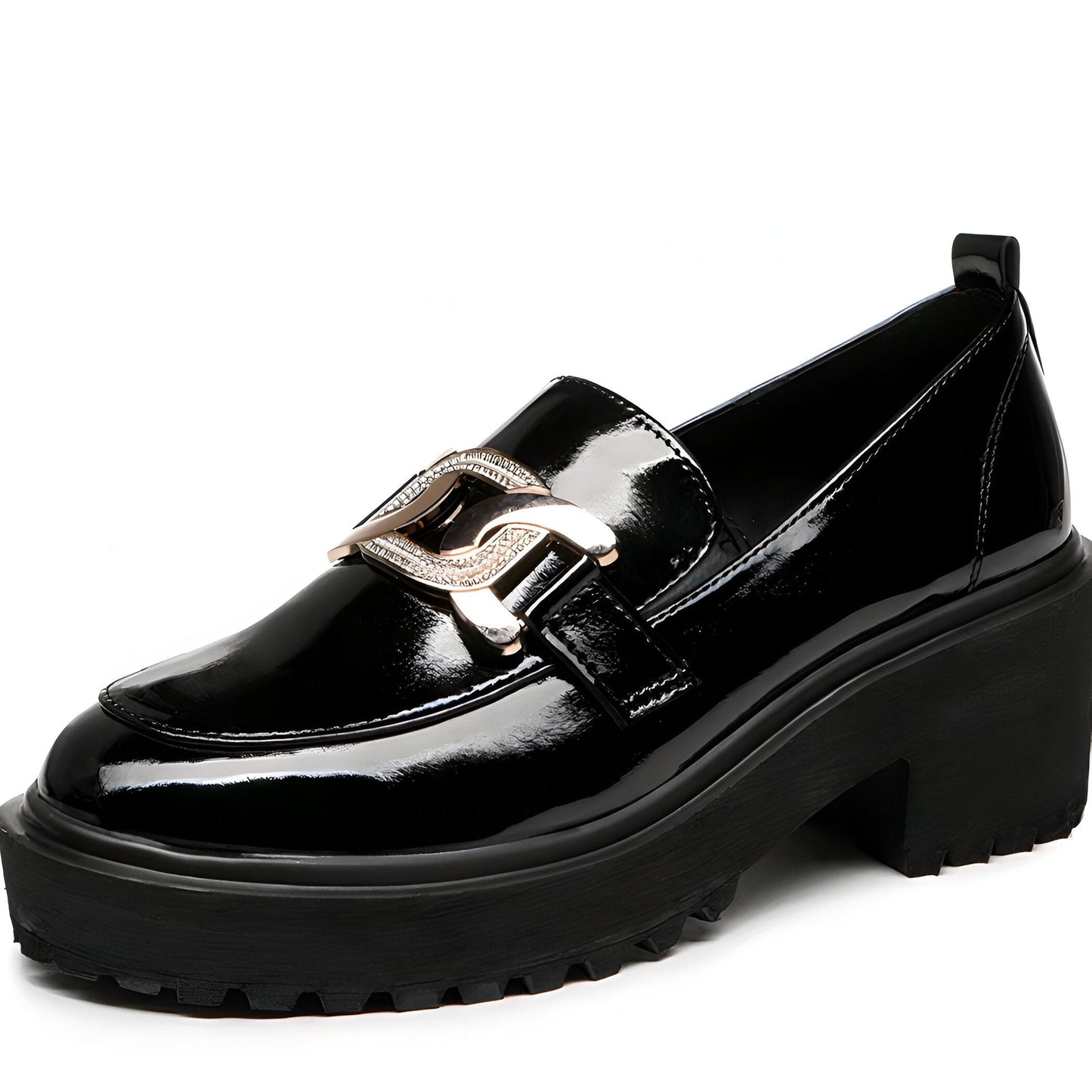 Nova Mocassins Plateforme Femme Chaîne Dorée Bordeaux