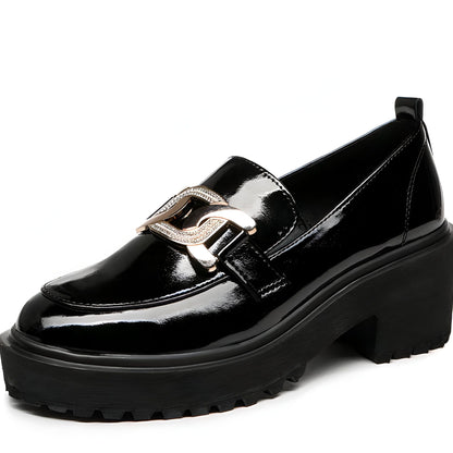Nova Mocassins Plateforme Femme Chaîne Dorée Bordeaux