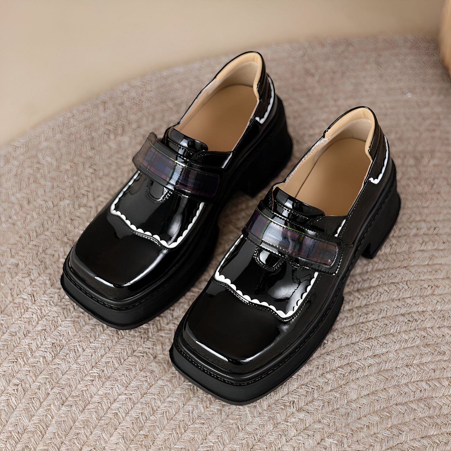 Mocassins Plateforme Femme Design Noir Original Edition