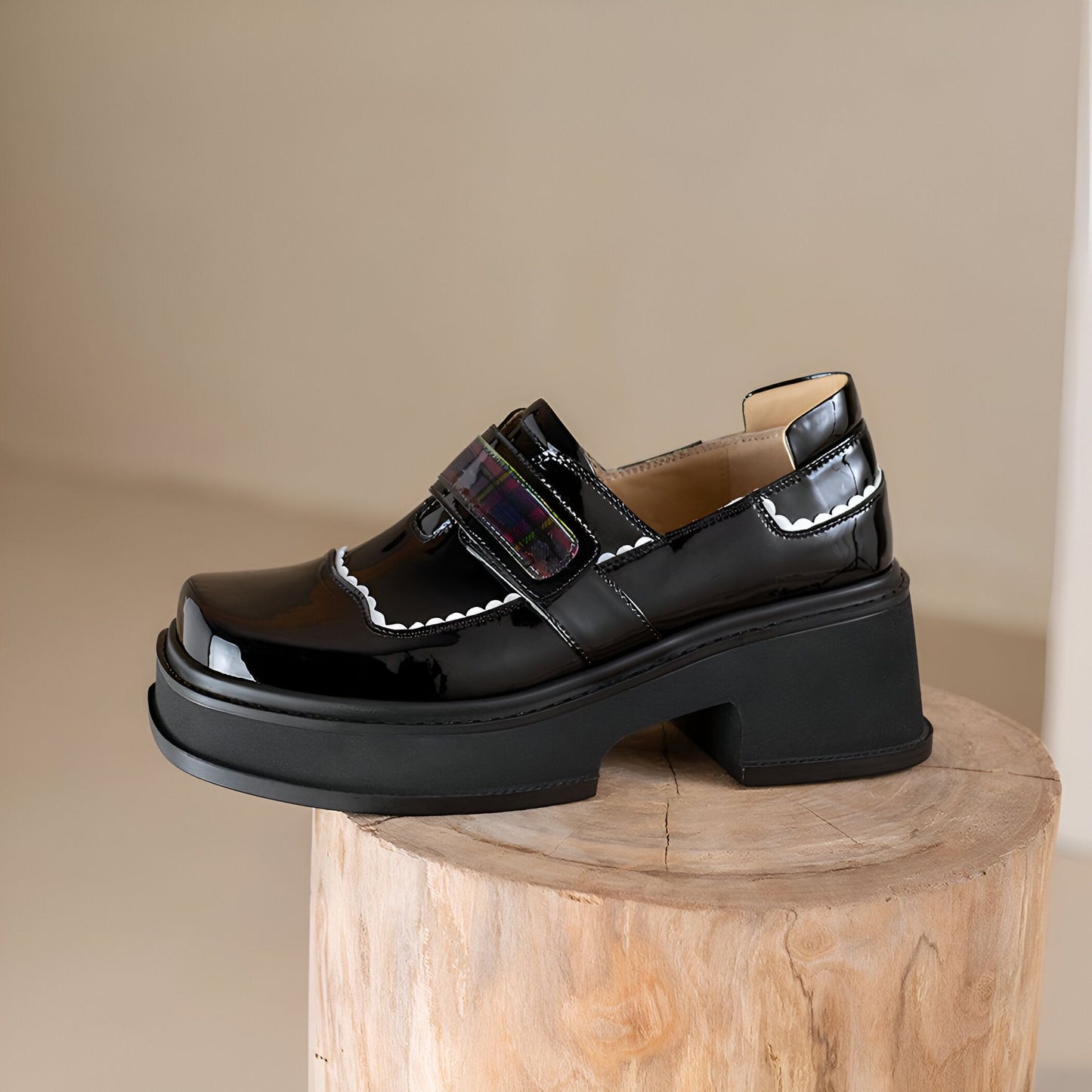 Mocassins Plateforme Femme Design Noir Original Edition