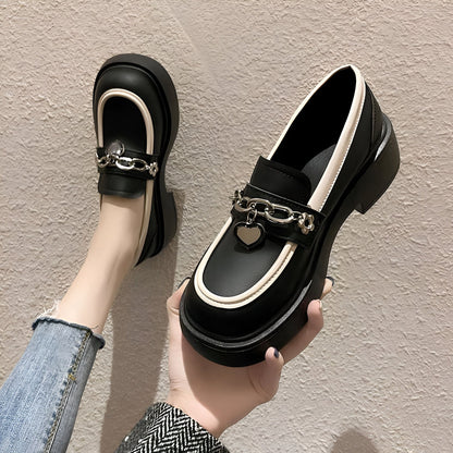 LuxeLine Mocassins plateforme femme chaîne cœur