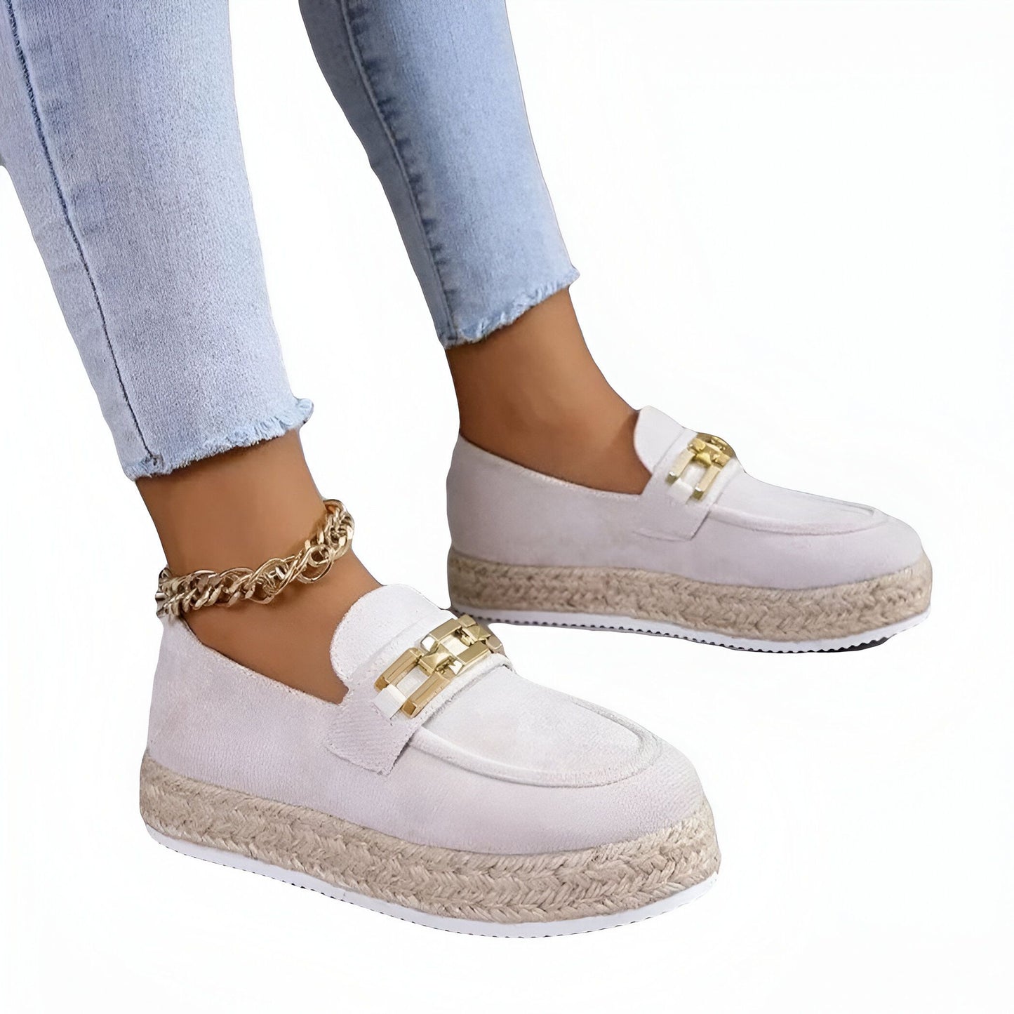 MocassinsPlateformesDaimSynthétiqueConfortablesFemme