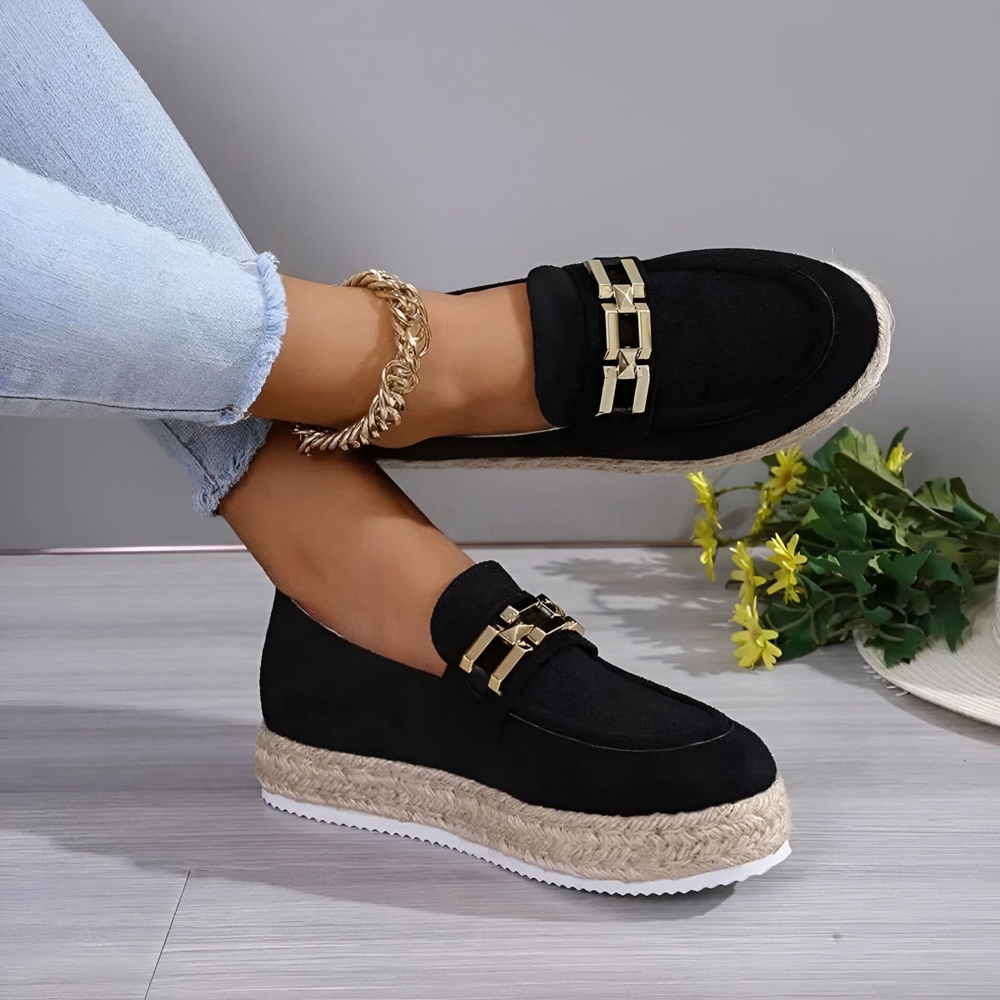 MocassinsPlateformesDaimSynthétiqueConfortablesFemme