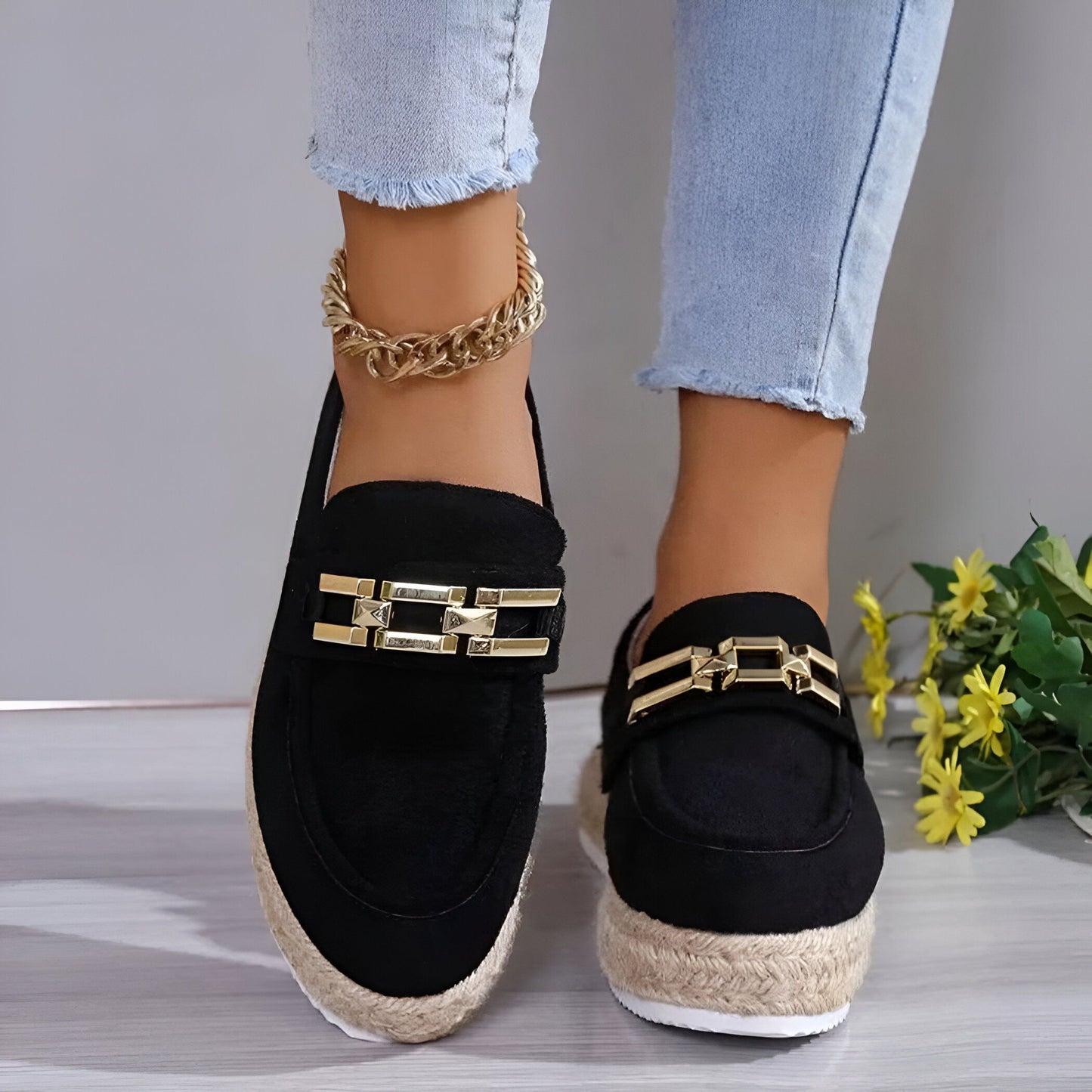 MocassinsPlateformesDaimSynthétiqueConfortablesFemme
