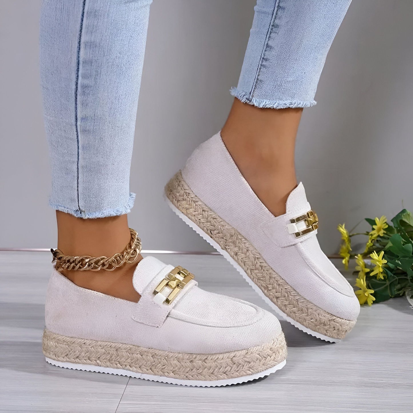 MocassinsPlateformesDaimSynthétiqueConfortablesFemme