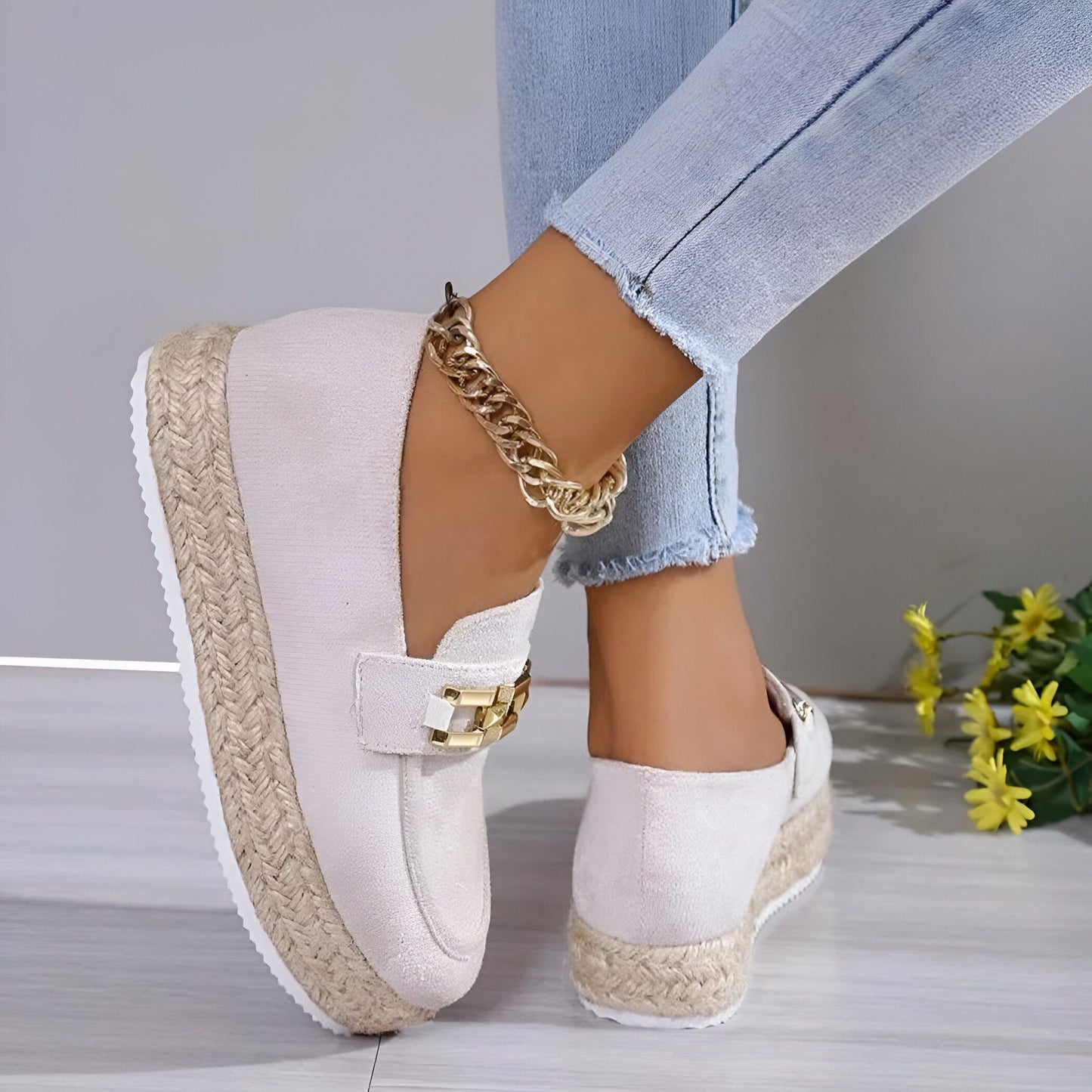 MocassinsPlateformesDaimSynthétiqueConfortablesFemme