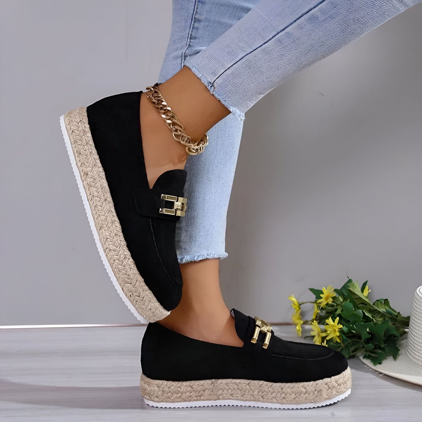 MocassinsPlateformesDaimSynthétiqueConfortablesFemme