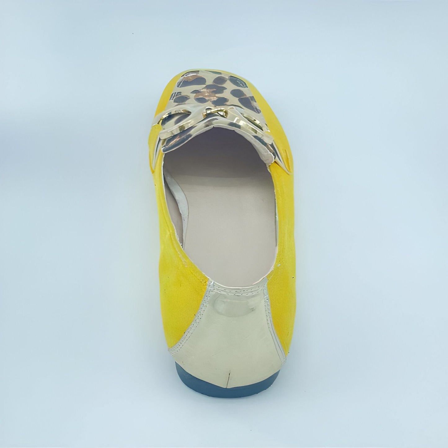 Lux Mocassins Jaunes Imprimé Léopard Boucle Dorée Femme