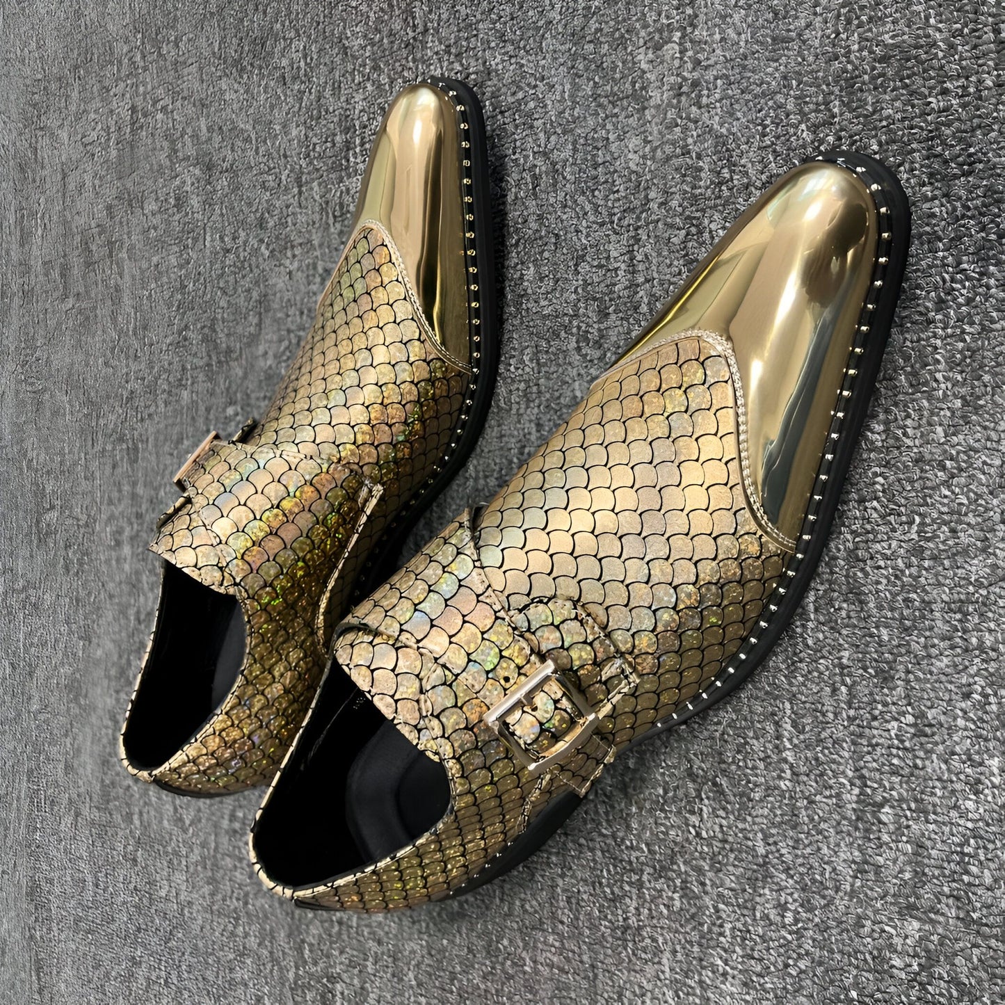 Mocassins Pointus Dorés - Style Distingué pour Hommes