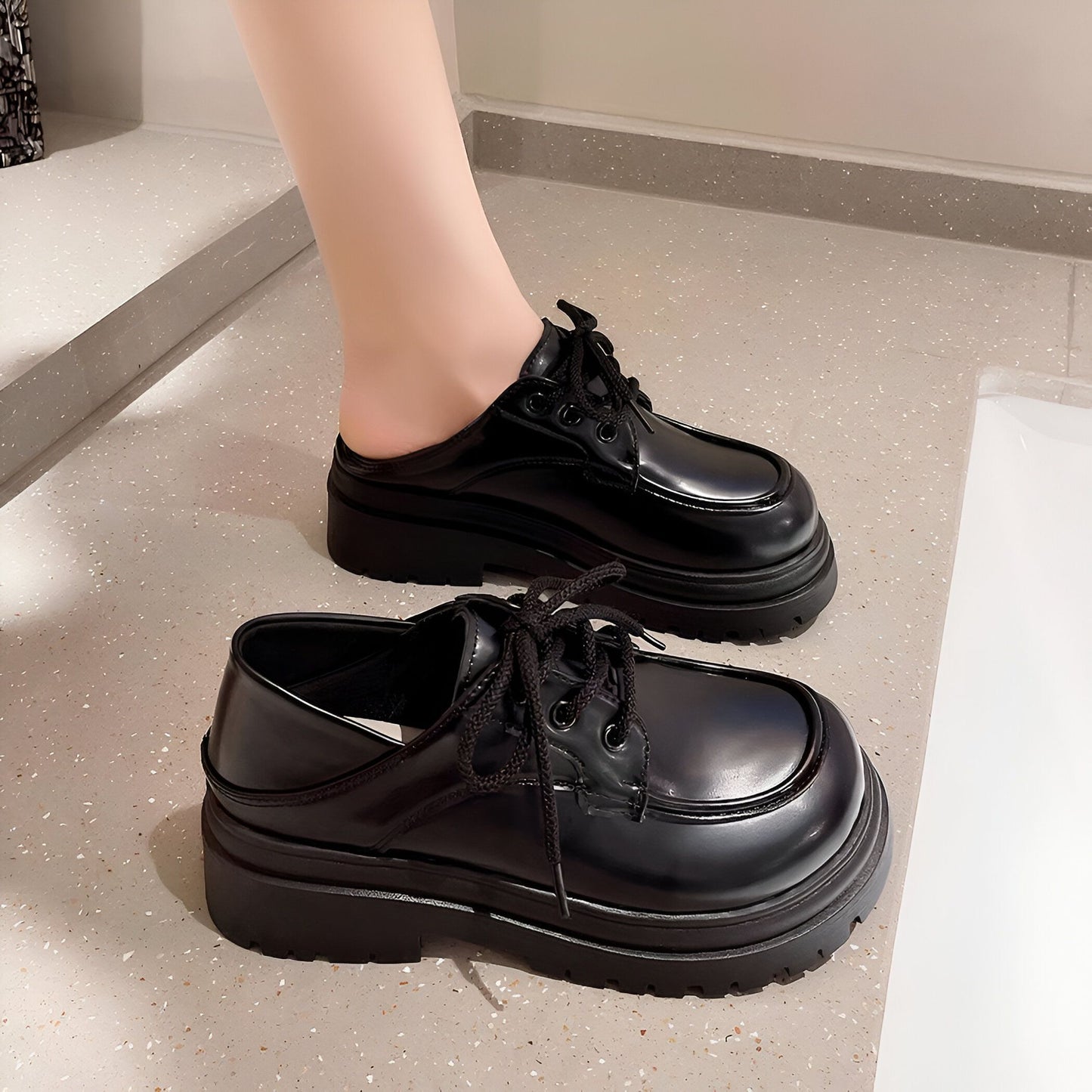 Mocassins Femme Plateforme à Lacets - Style Moderne