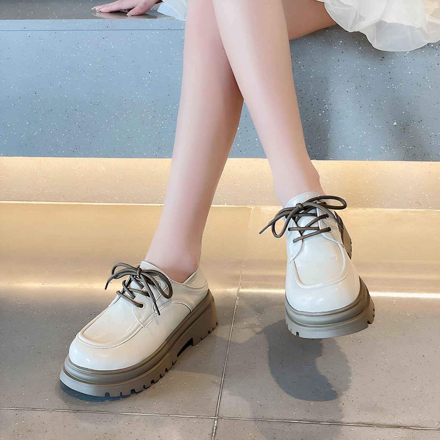 Mocassins Femme Plateforme à Lacets - Style Moderne